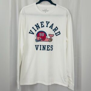 Vineyard Vines Men’s White Long Sleeve Nautical Football T-Shirt     Medium. NWT